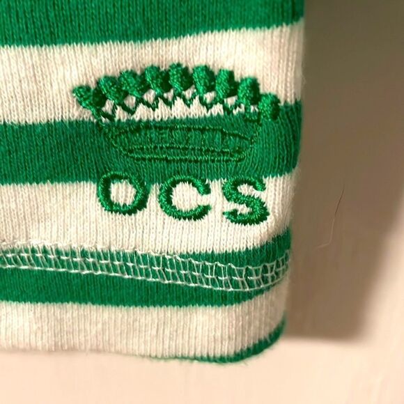 Oleg Cassini Sport green & white stripe 3/4 sleeve boat neck tee size Medium - Picture 5 of 8